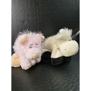 Webkinz Lot‎ Of 2 Fuzzy Animals - Cow And Furry Pink Pig NO CODES